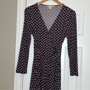 Brooks Brothers Blue and White Long Sleeve Wrap Dress